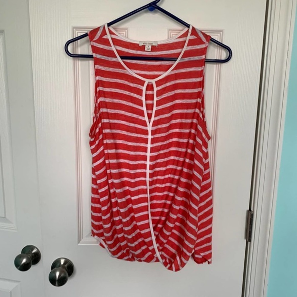 Ella Moss Keyhole Scoop Neck Red Stripe Tank Top Medium